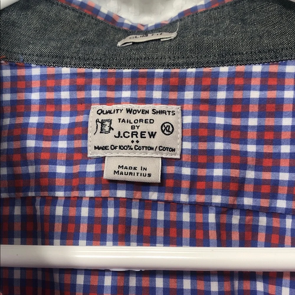 💙J. CREW Men's Casual Blue and Red Checkered Shirt Preppy